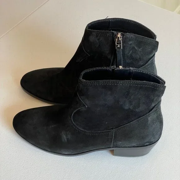 Sam Edelman Peggy Ankle Bootie Womens Size 7M Black Suede Side Zip Stacked Heel - Picture 3 of 10
